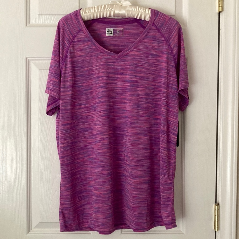 Ladies Athletic T-shirt NWT short sleeve purple/pink 2X